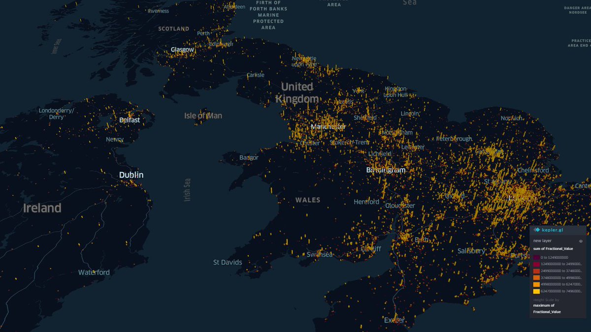 WindersSam's tweet photo. 🧪💰UK Patent Valuation Map 2026 just dropped. 🧵

Every single patent invented by UK inventors, mapped and valued. 
Yellow = higher IP value 
Darker = lower value
Height = the single most valuable patent’s “fractional value” in that spot. 

Full interactive map → https://t.co/hKUEtSQyr3