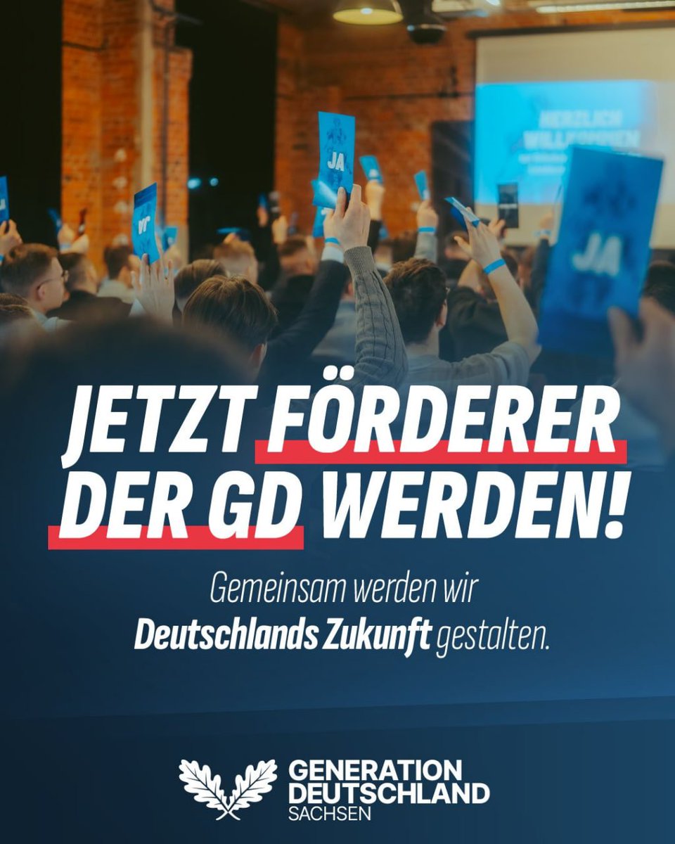 🇩🇪🤝 Dein Beitrag für die Zukunft unseres Landes: Werde jetzt Förderer der Generation Deutschland! 

generationdeutschland.de/Foerderformular

Einfach das Formular ausfüllen und dann per E-Mail an jugend@afd.de oder per Post an die Geschäftsstelle senden.

Wir sind für jede Unterstützung dankbar!