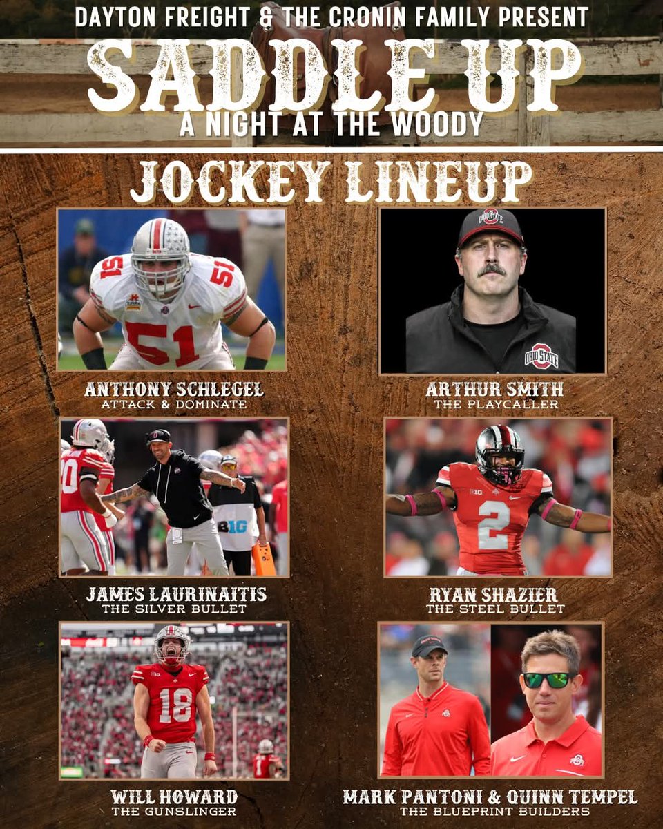 BuckeyeCruise's tweet photo. The lineup for the Fourth Annual "Run for the Scarlet and Gray" horse race has been released! The heats will be fierce with every roll of the dice as these jockeys battle it out to be crowned the winner!  Who do you think will be the one to take home the trophy this year? https://t.co/pvC5IP77mi