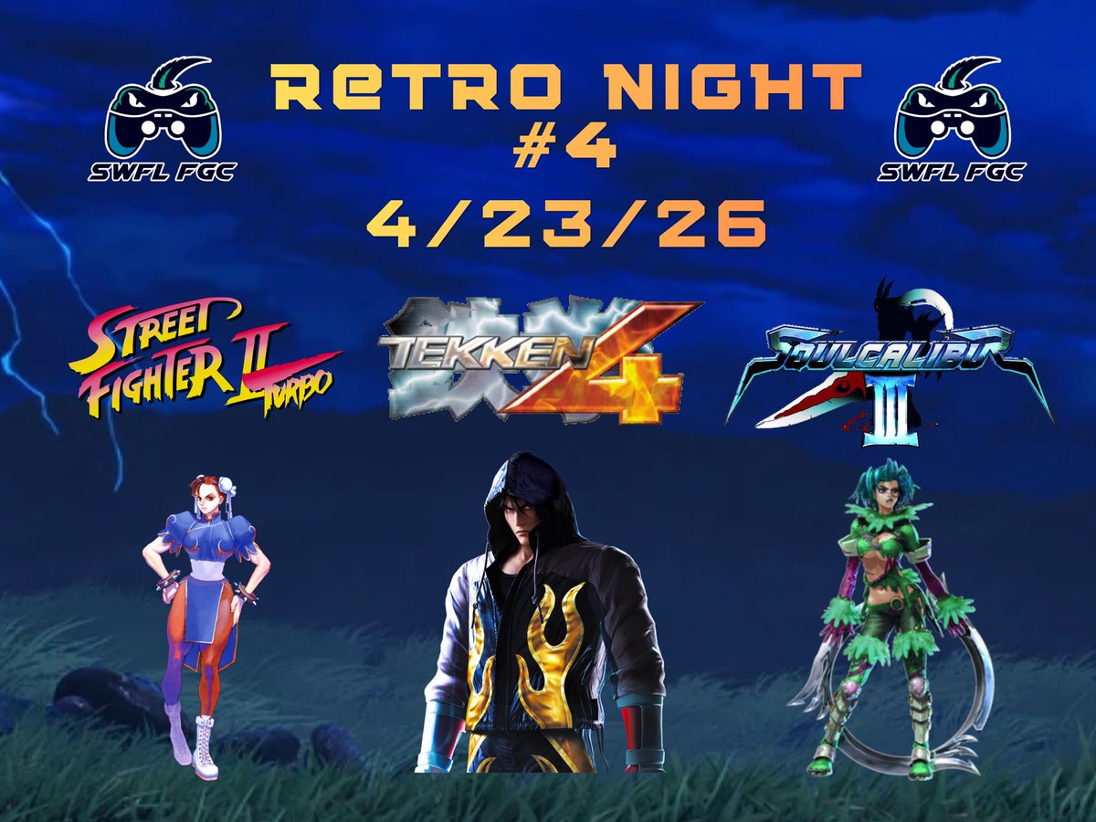 SWFLFGC's tweet photo. Registration is now open for our Retro Night on 4/23. Below is our line up. Tournament entry will be free. Sign up here: https://t.co/XhtAWmktWQ https://t.co/oAJ4Da9K2y
