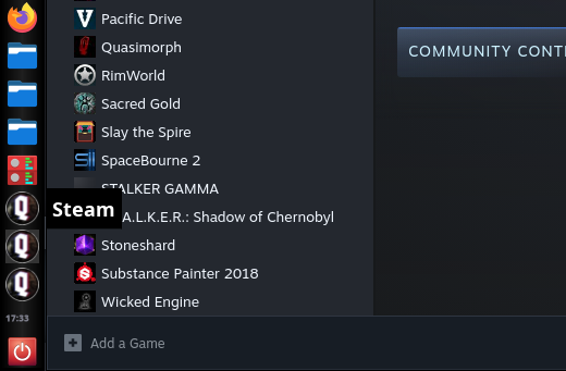 FlamanStudio's tweet photo. @quasimorph  For some reason , my cairo-dock in Linux decided that every steam window goes with Quasimorph icon. What's the trick? 😅
Btw such cool game! Keep on the good work! https://t.co/FN3BjDrYQW
