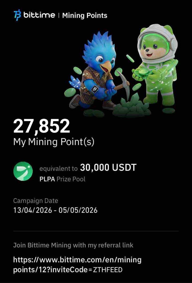 Ini cuma gw doang atau emang poinnya cepet ke accumulate ya? 👀

Pas di cek udah 27,852 point, padahal gw ga ngerasa trading lebih banyak dari biasanya. hasilnya cukup baik pake <a href="/bittimexchange/">Bittime</a> 

👉Register disini: bittime.com/mining-points?…