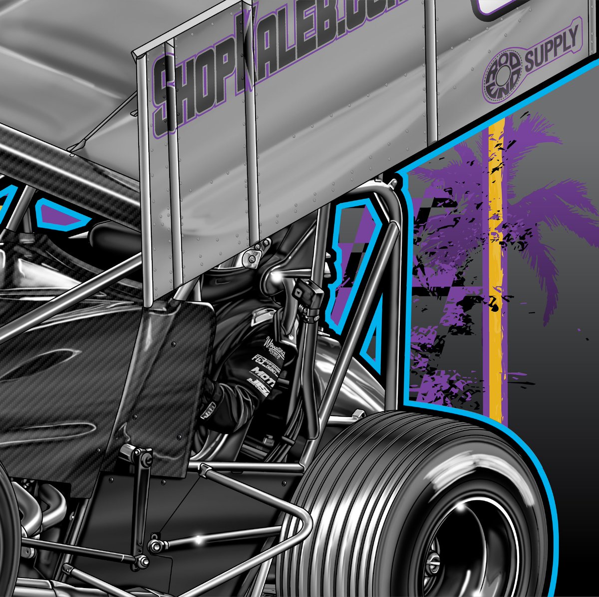New heat for Kaleb Montgomery and his number 3 shopkaleb.com sprint car
He wanted a sort of modern retro feel so I took the fun colors in the wrap and logos and designed this up. 
Shopkaleb.com is where you can purchase one