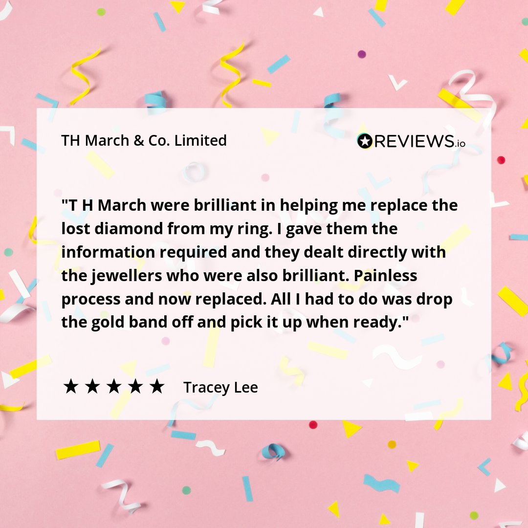THMarchBiz's tweet photo. Thanks for the five star review, Tracey! ✨

Join Tracey and the many others who insure their jewellery with TH March💍
If you claim, we do all of the annoying parts so that you don't have to!

Find out more here: https://t.co/6FKeZjWAnq

#FiveStarService #RingInsurance https://t.co/3NYBk2EC2R