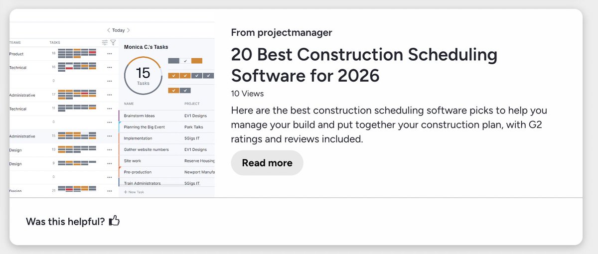 ProjectTips's tweet image. Our blog on the 20 best construction scheduling software of 2026 was featured on the G2 TechBlend! Read the article here: hubs.ly/Q04cmDkl0

#construction #scheduling #software