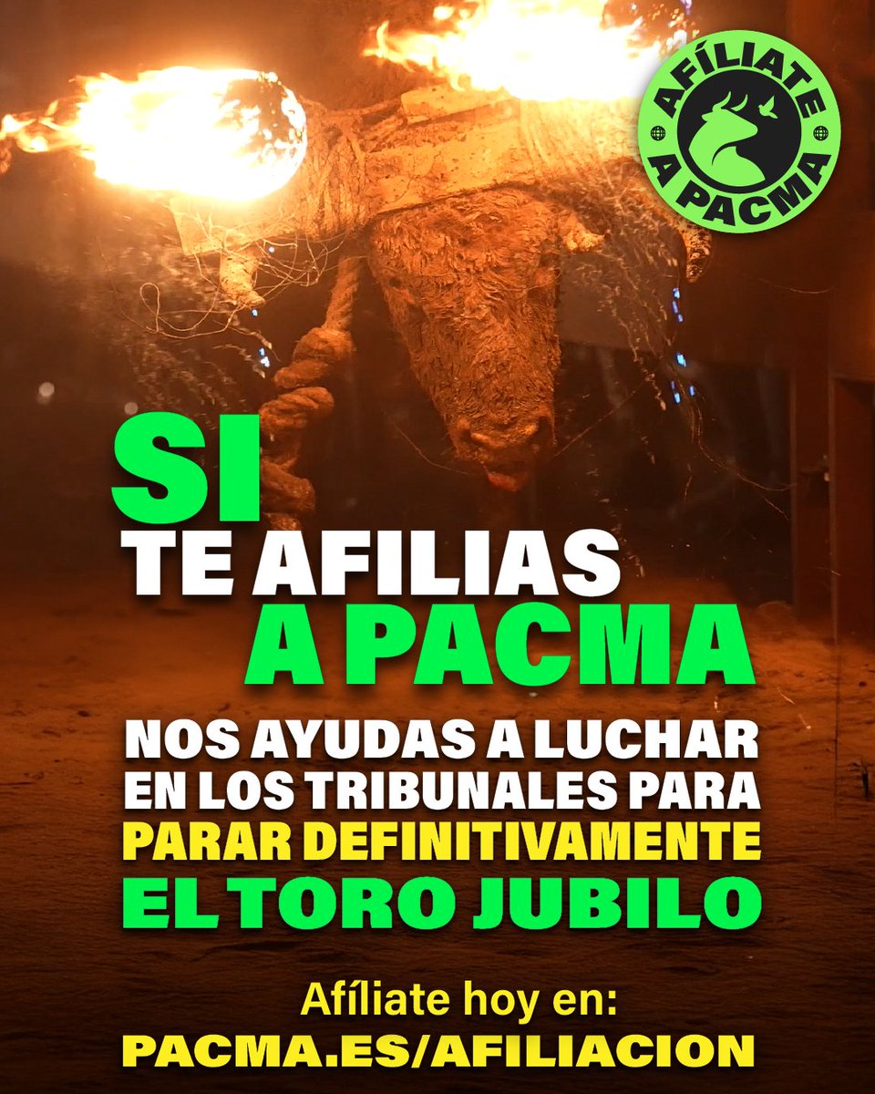 🔥¡Afíliate y únete a nuestra campaña para acabar definitivamente con el Toro Jubilo!🔥

⚖Vamos a parar definitivamente el Toro Jubilo de Medinaceli, pero necesitamos ayuda económica para seguir con la batalla legal.

💚¡Por eso necesitamos que te afilies a PACMA!💚 Con tu