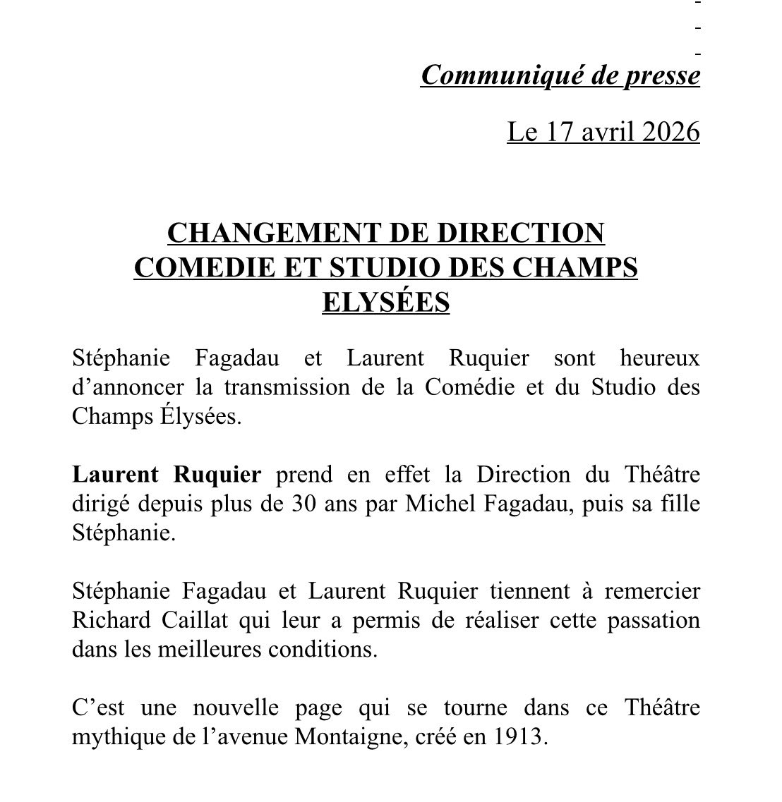 JFGuyot's tweet image. L'animateur et producteur Laurent @Ruquierofficiel est le nouveau propriétaire et directeur de deux #théâtres parisiens, la Comédie et le Studio des Champs-Elysées #AFP comediedeschampselysees.com/la-comedie comediedeschampselysees.com/le-studio 
@ComedieEVENTS