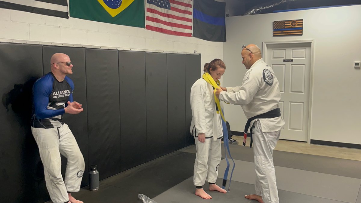 ChadEFoster's tweet photo. That's my daughter getting her blue belt.

You can give your kids comfort, or you can give them the tools to handle when comfort runs out.

The mat teaches the second one better than almost anything else.

#BlindAmbition #BJJ #Parenting https://t.co/ERePOEKEr9