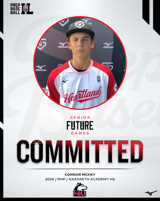 RHP Connor McKay (<a href="/Baseball_Naz/">Nazareth Academy Baseball</a>, 2026) commits to Northern Illinois. 

McKay, recently up to 93 mph, was the top <a href="/PB_Uncommitted/">Prep Baseball Uncommitted</a> arm on the board in IL.

Pitched for Team Heartland at the #PBSFG25.

Currently ranked No. 26 in the state.

(<a href="/ShooterHunt/">Shooter Hunt</a> | <a href="/prepbaseball/">Prep Baseball</a> |