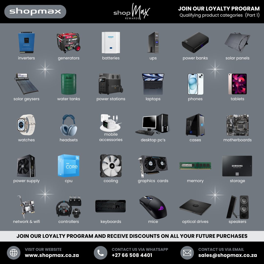 SHOPMAX6's tweet image. 💳 Stop paying full price.
With MAXREWARDS:
✔️ Save on every purchase
✔️ More buying = more savings
✔️ One signup, ongoing benefits
👉 Join now:
shopmax.co.za/max_rewards_me…
#MaxRewards #ShopSmart #SaveMore #Shopmax #DealsSA