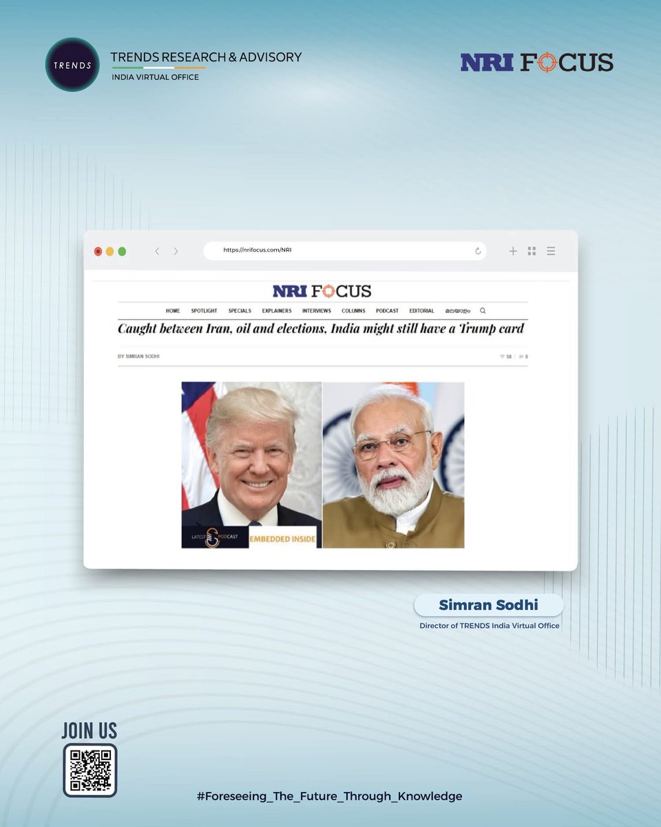 Read now | TRENDS Opinion | NRI Focus

To read more: bit.ly/4tbm6AXhttps:/…

#nris #trump #modi #iran