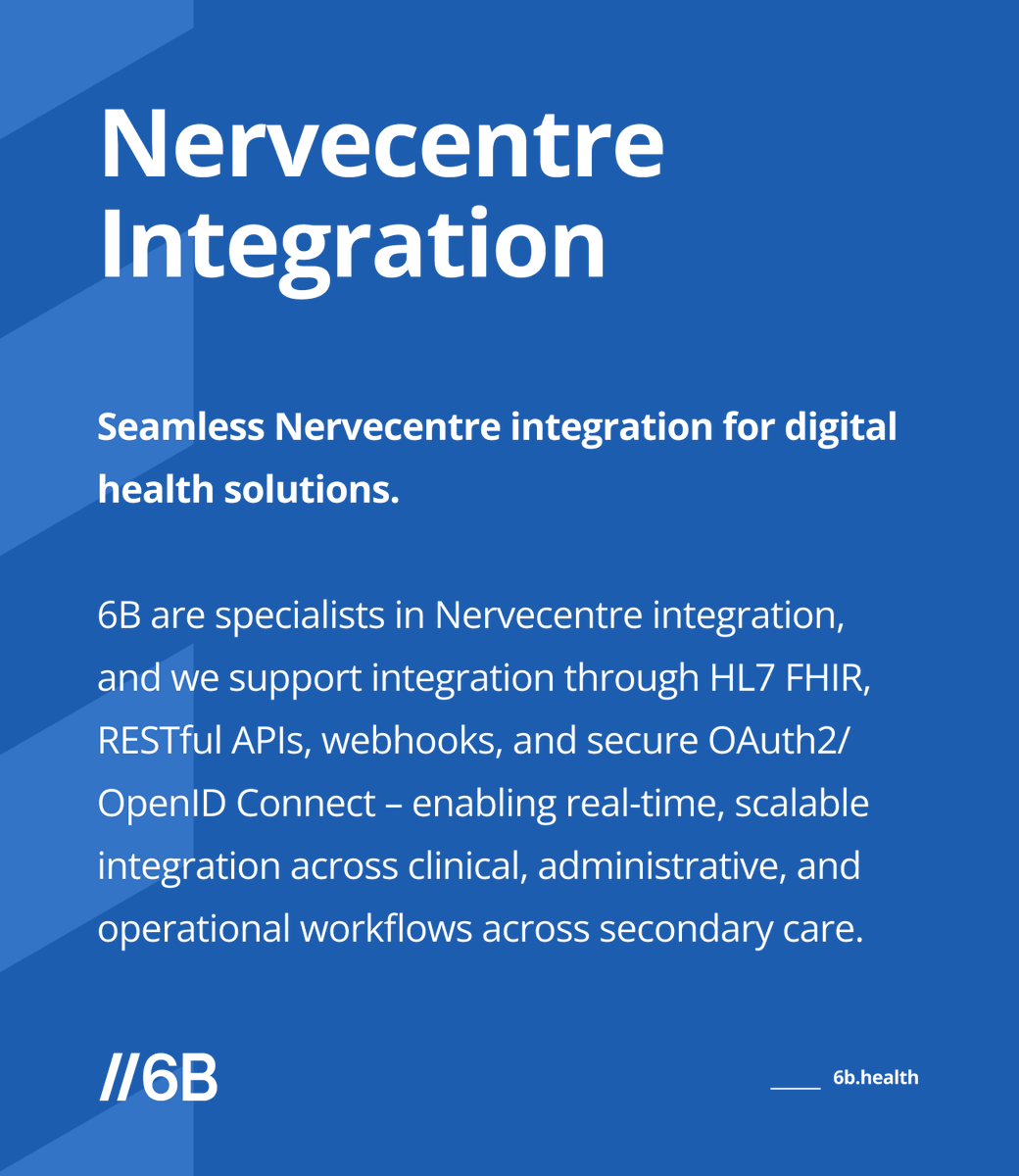 6b_digital's tweet image. We help digital health teams integrate with Nervecentre EPR—enabling real-time data, smarter workflows &amp;amp; better outcomes across the NHS.

FHIR, APIs &amp;amp; full lifecycle delivery—done right.

Learn more 👉 6b.health/services/inter….

#DigitalHealth #NHS #FHIR