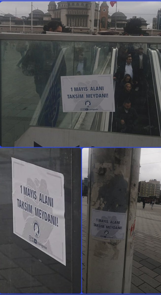 Birliginvar's tweet photo. Taksim’de bir heyula dolaşıyor! 

İşçi sınıfının meydanını çıkartmalarımız ile donattık. 1 Mayıs alanı Taksim meydanıdır. 

1 Mayıs’ta Taksim’e! https://t.co/BQ2UKdwBFo