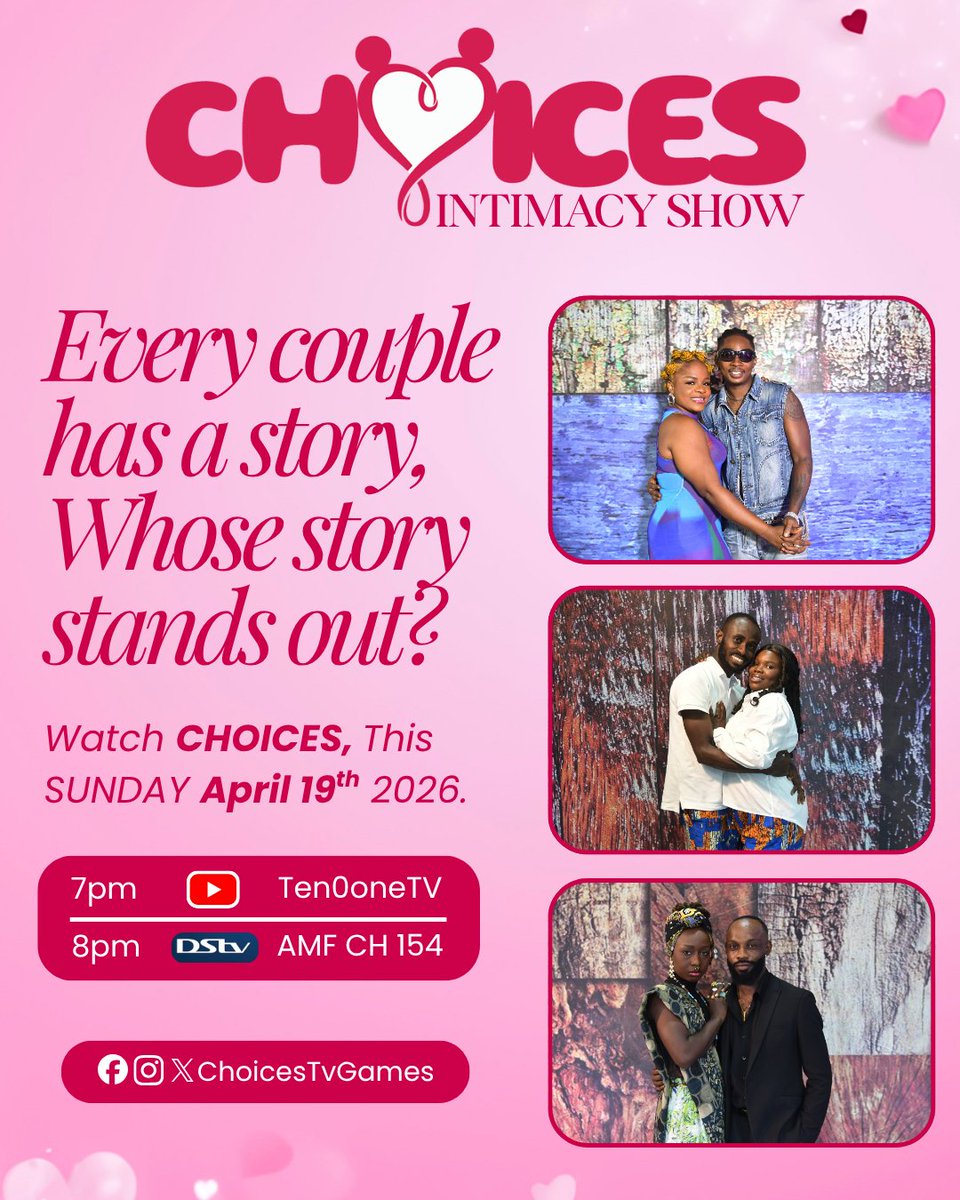 ChoicesTVgames's tweet image. Love lives here.

But so does humour and frankness.

Come and experience all of these with another exciting episode of Choices this Sunday.

7 pm, 19th of April 2026
On YouTube @Ten0oneTV

#Choices #love #relationship #Streetfighter #DEARGOD #Atiku