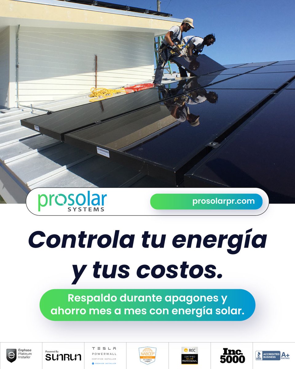 ProSolarPR's tweet photo. La energía solar te permite protegerte de aumentos en la factura eléctrica y contar con respaldo cuando ocurren apagones.

787.986.7322
https://t.co/YJPE32TsKk

#ProSolarPR #EnergiaSolar #PuertoRicoSolar #SolarPR #EnergiaRenovable #IndependenciaEnergetica https://t.co/zXg18VYboo