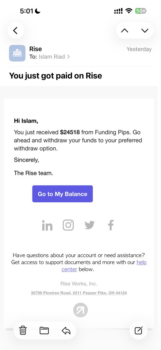 IRiad777's tweet image. $24,518.62 Payout received✅

Requested on Wednesday
Received on Thursday

That was very quick and smooth for 5-figure payout.

Thank you @fundingpips @Khldfx @avikkfp 

#trading #propfirm #tradingstrategy #forex #ForexMarket #crypto #stocks