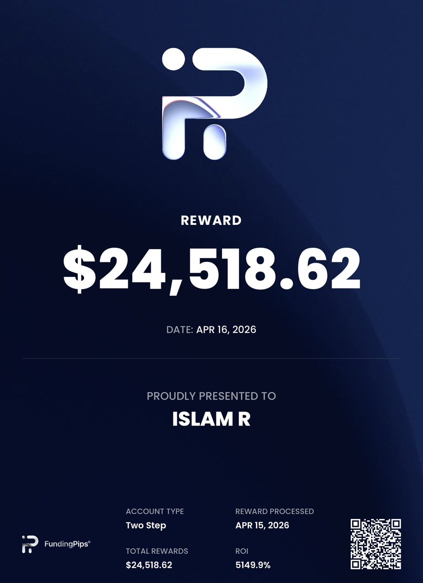 IRiad777's tweet image. $24,518.62 Payout received✅

Requested on Wednesday
Received on Thursday

That was very quick and smooth for 5-figure payout.

Thank you @fundingpips @Khldfx @avikkfp 

#trading #propfirm #tradingstrategy #forex #ForexMarket #crypto #stocks