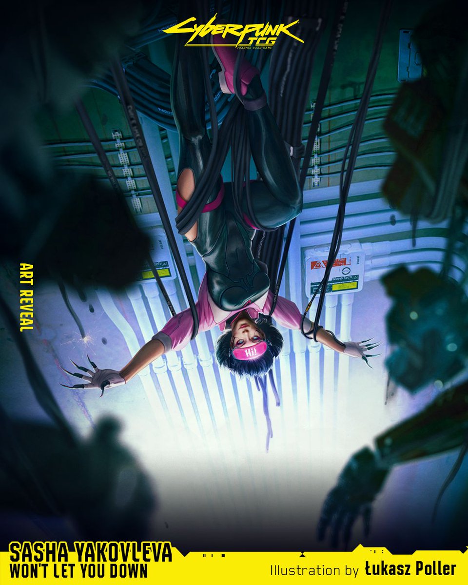 Cyberpunk_TCG's tweet photo. Entangled, inverted, unstoppable. Some heroes are wired a little differently.

Sasha Yakovleva: Won’t Let You Down, illustrated by Łukasz Poller.

Back the Cyberpunk TCG Kickstarter now 👇🔗 https://t.co/Zgfd47AkqH