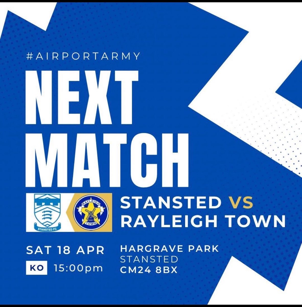Last game of the season tomorrow get down to Hargrave park and cheer the boys on! 

£7 Adults £4 Cons U16’s Free 🔵✈️ #AirportArmy