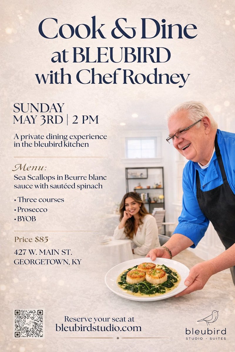 StudioBleubird's tweet image. Join us at Bleubird Studio + Suites for an intimate Cook &amp;amp; Dine experience with Chef Rodney—where you get to sit back, relax, and enjoy the show. You’ll watch the main dish come together while enjoying a curated 3-course meal #cookingclass