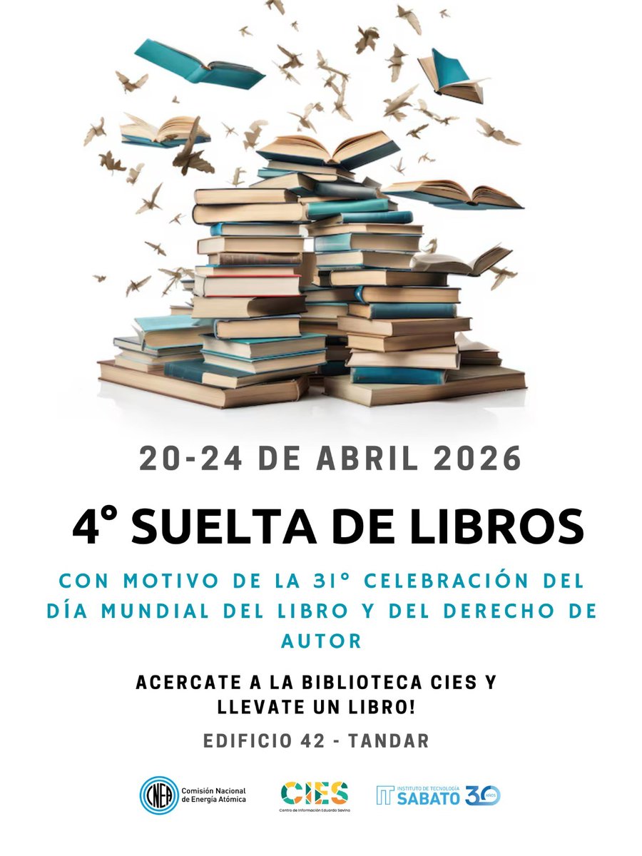 Mariaemiliacor7's tweet image. Se viene la Suelta de Libros en la Biblioteca del CAC!! 
El Centro Atomico Constituyentes tambien tiene su parte de #cultura y #lecturas de entretenimiento
Esperamos a todos los trabajadores atómicos !! 
@CNEA_Arg