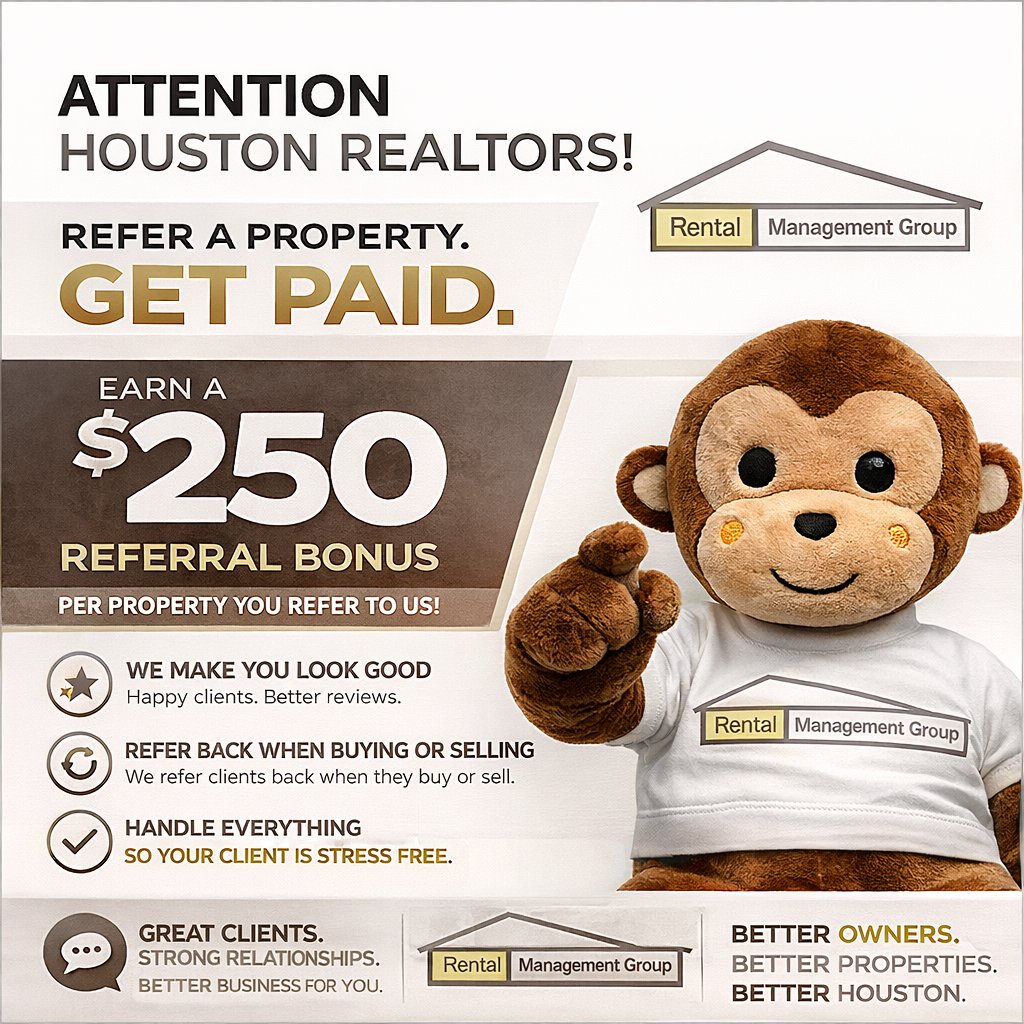 RentalMGroup's tweet image. Houston Realtors! Let us be an extension of your business! We'll make you look good AND we pay $250 per property you refer to us!
Call or text us today 832-962-4646 #HoustonRealEstate #PropertyManagement #RentalProperty #RealEstateInvesting