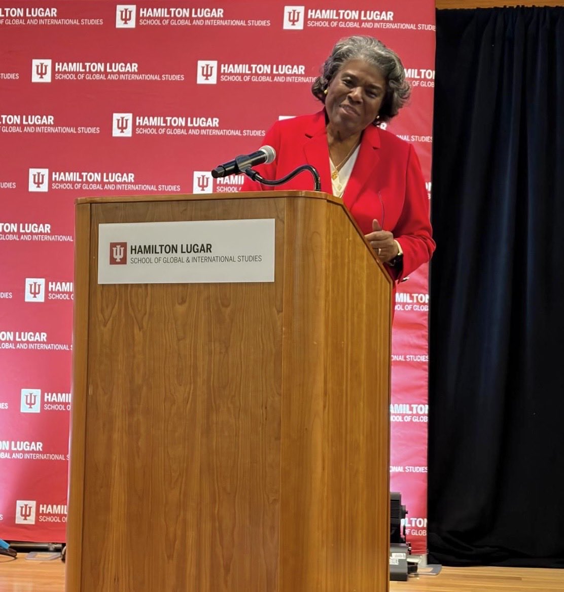 LindaT_G's tweet photo. Thanks to the @hamiltonlugar School for inviting me to keynote @IndianaUniv’s America’s Role in the World Conference. America is at it’s best when we lead with our values: decency, compassion, and generosity. The sessions were an important reminder.. we have veered off course, but America’s youth are ready to get us back on track.