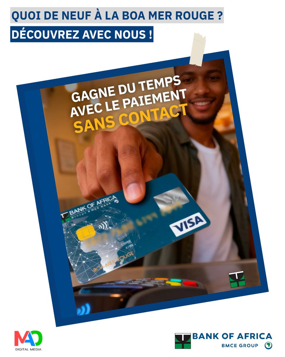 maodigitaldj's tweet image. Rapide, sûr et hygiénique. Passe ta carte VISA sur le TPE @BOA_MerRouge et c’est réglé !

En savoir plus : urlz.fr/r0Yc

#BOAMAO #Djibouti #VISA #Bleue