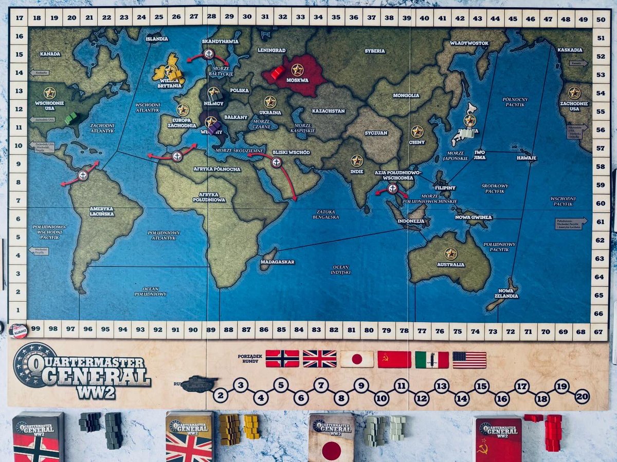 WojennikTV's tweet image. “Quartermaster General: WW2” (2nd Edition) 🪖

A dynamic WWII strategy game by Red Square Games.

We command major powers, manage supply lines, and use unique decks to outplay rival alliances.

Cards, logistics, and global conflict.

#boardgames #wargames