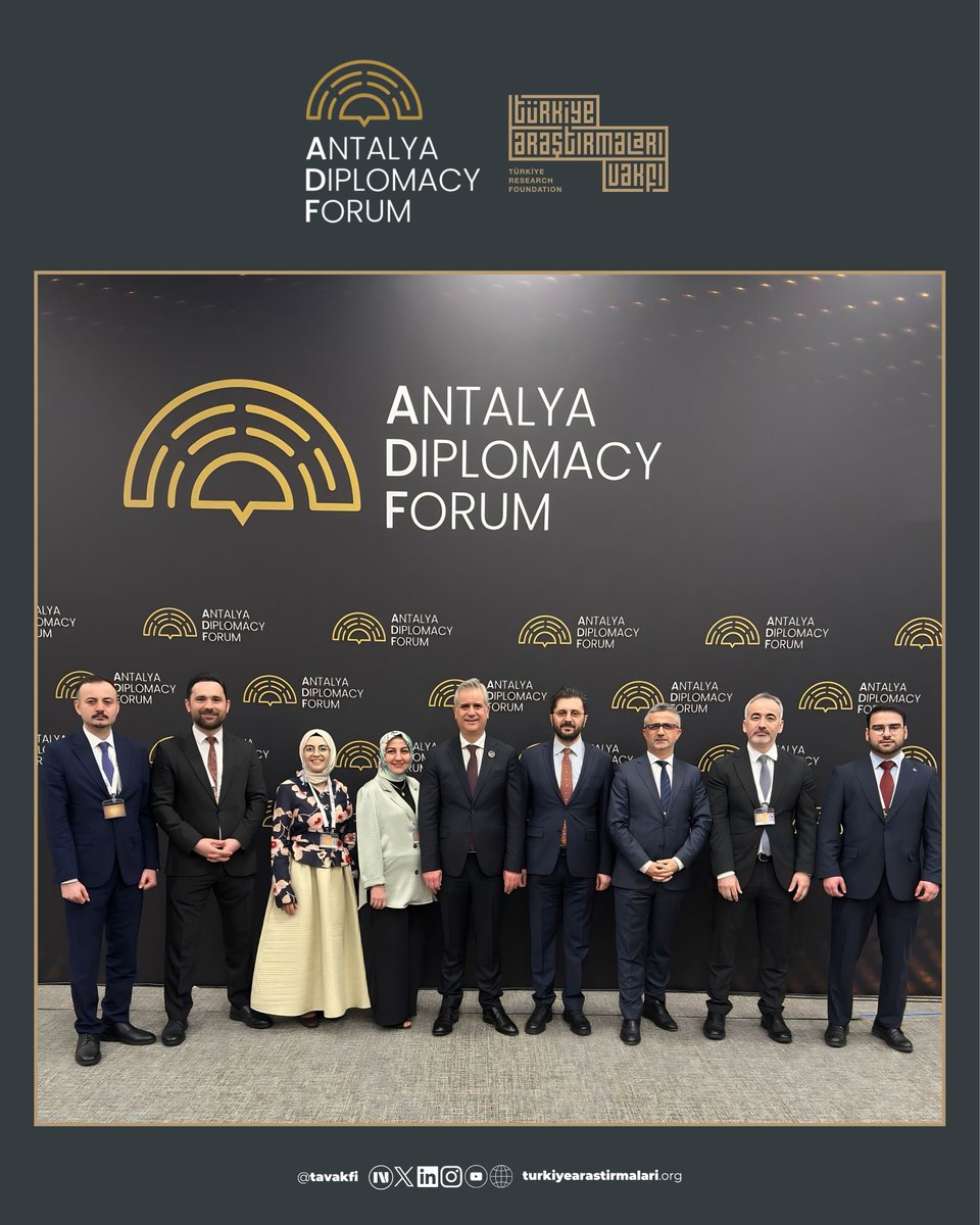 tavakfi's tweet photo. Türkiye Araştırmaları Vakfı mütevelli heyeti ve araştırmacıları Antalya Diplomasi Forumu'na katıldı.

#ADF2026 #MEET4DIPLOMACY #TürkiyeAraştırmalarıVakfı https://t.co/n2krys91wN