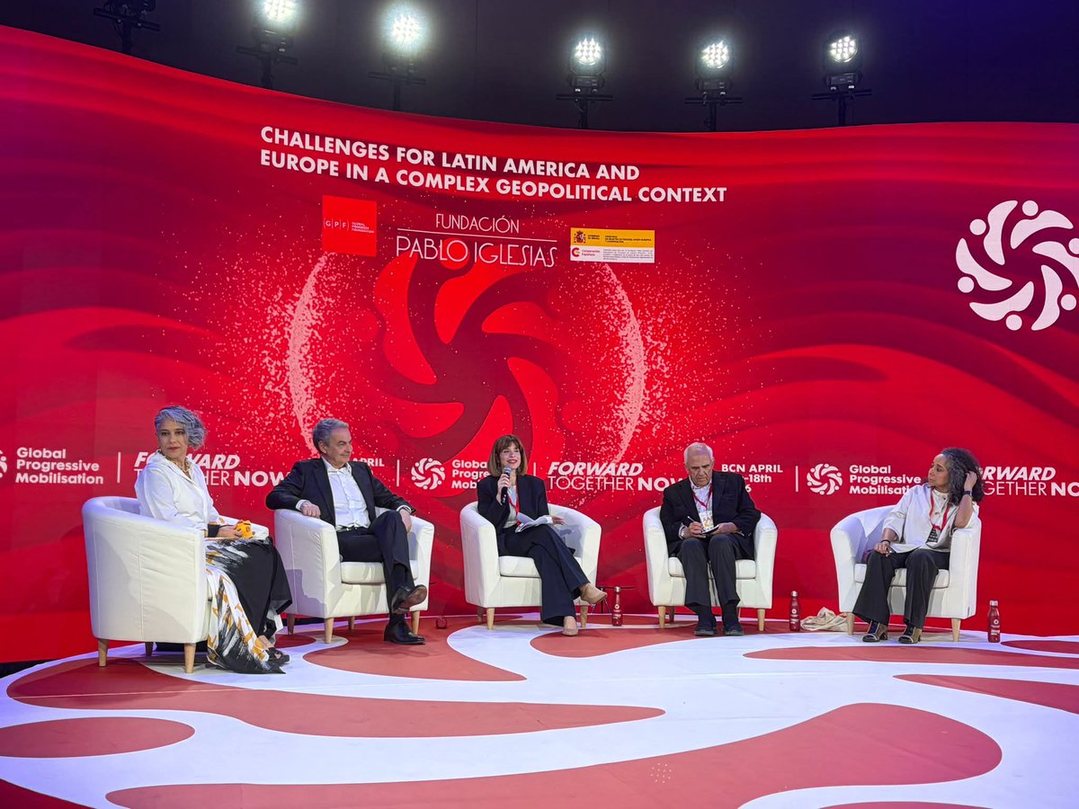 Panel: Retos para Latinoamérica y Europa en un contexto geopolítico complejo
Intervienen: José Luis Rodríguez Zapatero. Expresidente del Gobierno de España, Hana Jalloul. Diputada del Parlamento Europeo. Vicepresidenta de la Internacional Socialista, María José Pizarro.