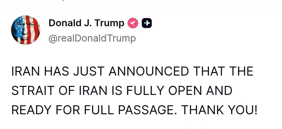 #ذوق‌زدگی ترامپ از اعلام آزادی تردد کشتی‌های تجاری در تنگه هرمز
رئیس‌جمهور آمریکا، در واکنش به آزاد بودن تردد کشتی‌های تجاری در تنگه هرمز، نوشت: «ایران همین الان اعلام کرد که #تنگه_ایران (تنگه هرمز) کاملاً باز و آماده تردد بدون مانع است. متشکرم!
