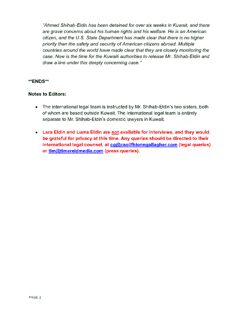 CPJMENA's tweet image. #Kuwait: An international counsel team acting on behalf of the two sisters of journalist #AhmedShihabEldin  is filing urgent appeals with United Nations experts, raising concerns about his arrest, prosecution and ongoing arbitrary detention.
 #freeahmed #freeahmedeldin