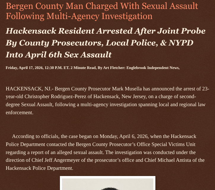 ArtFletcher9's tweet photo. Bergen County Man Charged With Sexual Assault Following Multi-Agency Investigation https://t.co/HDbxsXKL2D via @Englebrooknews #NewJersey #CrimeNews #BergenCountyNJ #HackensackNJ #sexual #assault #arrest #charges @wireless_step @HRG_Media @LodiNJNews @Fordmb1953 @SarahGeving1 @Shannon96574094 @Daytobehappy @janninereid1 @gator4kb18 @TrumpWasRite2 @KathyKbrose @RobGerundo @JimBobW49