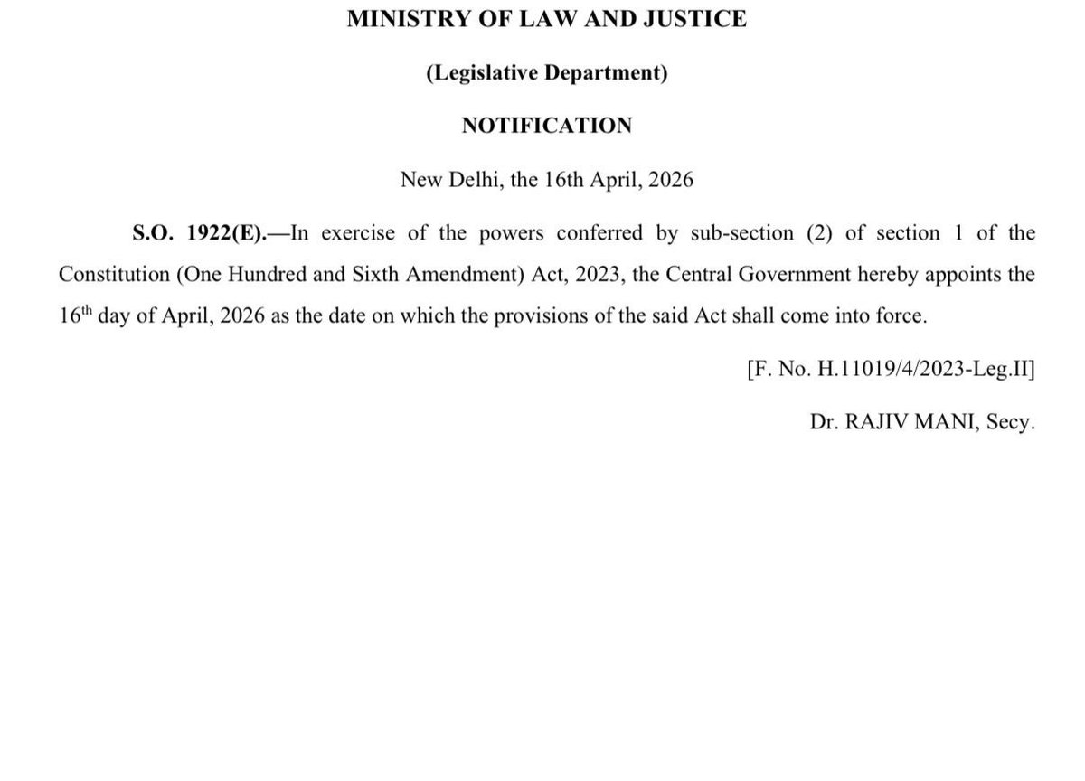 The fallout from the defeat of the Delimitation Bill in the Lok Sabha is exposing the BJP’s discomfort for all to see.

The Women’s Reservation Act guaranteeing 33 % reservation for women has been in force since 16 April 2026. It was passed unanimously in September 2023. 

If the