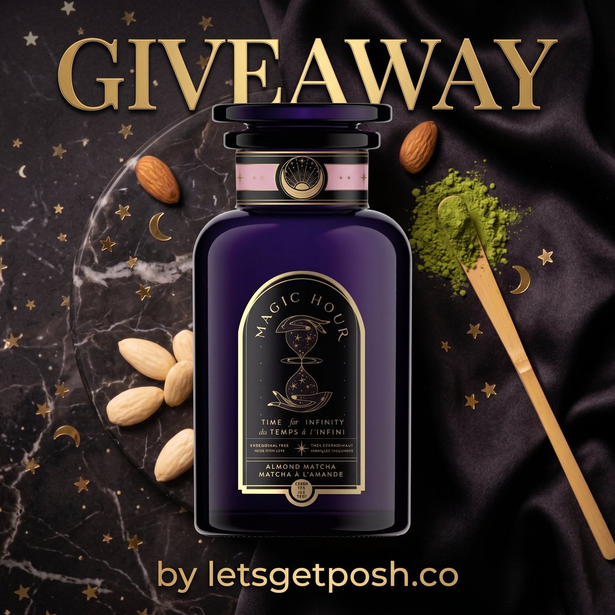 ✨🍵 MAGIC HOUR GIVEAWAY 🍵✨

Win the Magic Hour Almond Matcha Green Tea for Joy in a dreamy violet glass apothecary jar 💜✨ This antioxidant-powered green tea blends organic sencha, matcha, almond, and black currant for a rich, nourishing cup that feels like pure ritual in