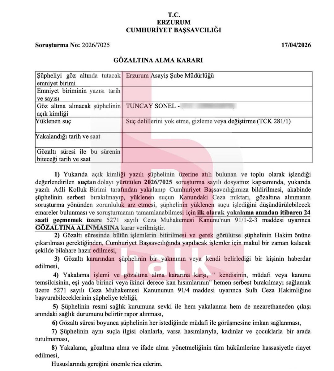 Gülistan Doku soruşturması kapsamında eski Tunceli Valisi Tuncay Sonel Elazığ’da gözaltına alındı.
