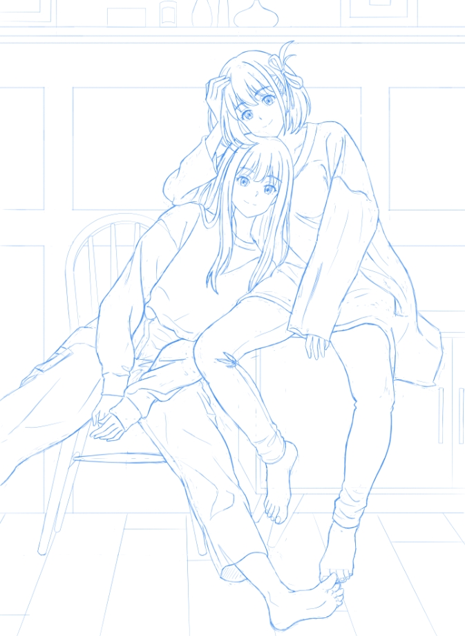 #イラスト 
#リコリス・リコイル 
#リコリコ     

ちさたき 31

下描き終了♪～(´ε｀ )

次、線画～