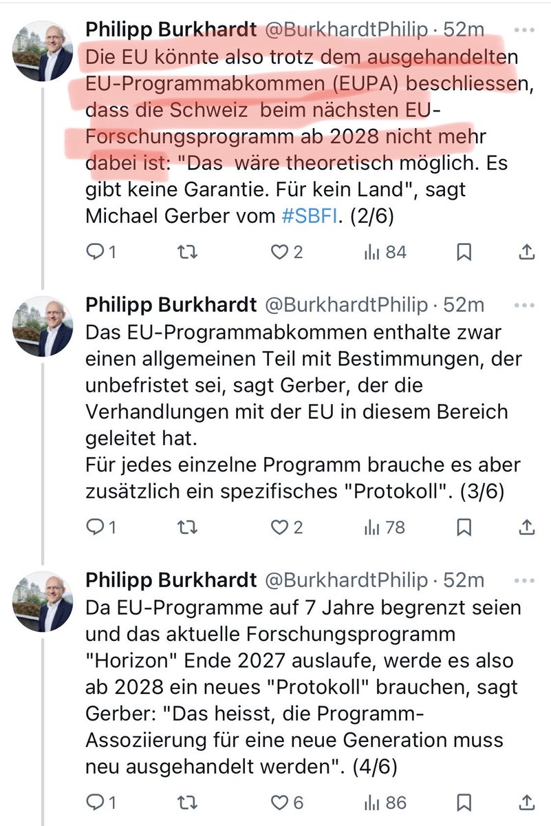 MBattiger's tweet image. Vor allem ist der Zugang zu #Horizon und Co. auch bei einem Ja zum #EU-Abkommen nicht gesichert. Man bleibt erpressbar.