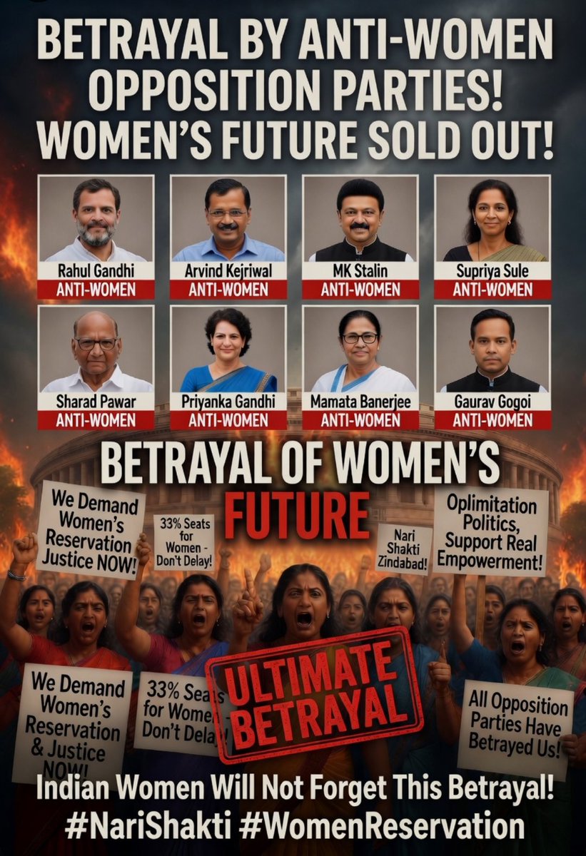 bunnybunbunny08's tweet image. They want women to remain slaves, without a voice or representation. That’s why they opposed this bill. #RahulGandhi and his alliance must answer for this anti-women mindset.History will remember who stood against women’s empowerment.

#AntiWomenAlliance #Congress #Women #bharat