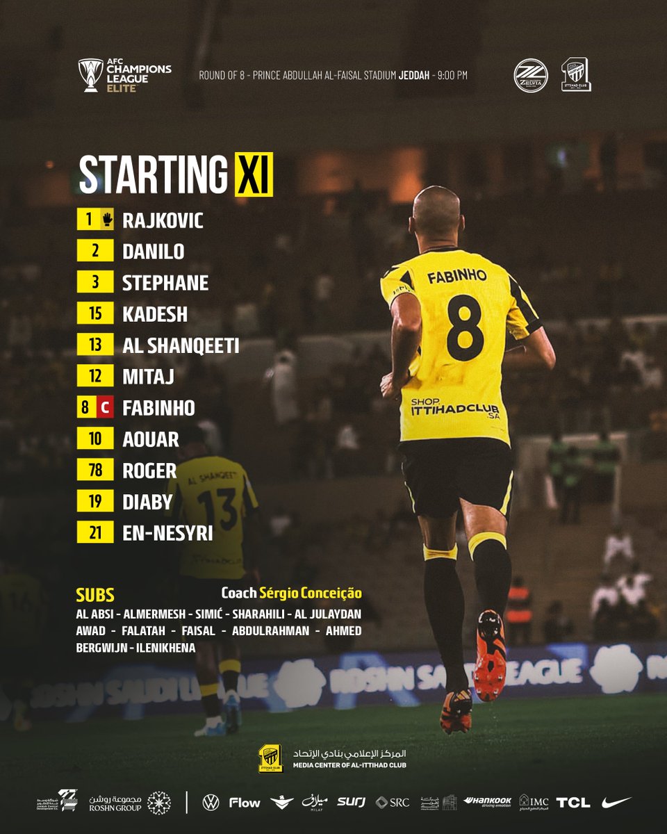 Lineup for the game 📋⚽️
#Alittihad_Machida