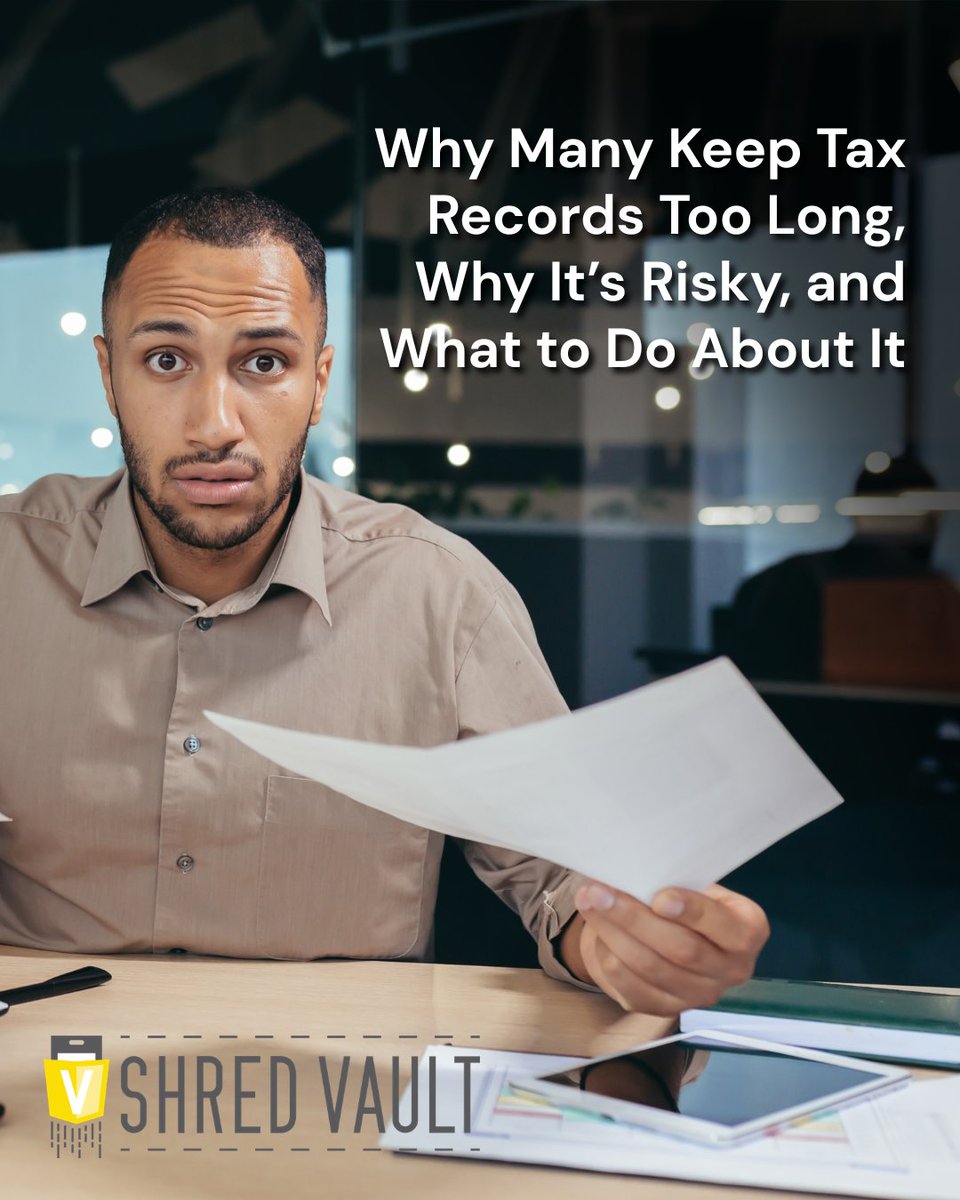 shredvault's tweet image. Keeping old tax returns “just in case” can actually increase your risk of identity theft. Many people hold onto far more financial documents than the IRS requires, leaving sensitive information stored for years longer than necessary.
shredvault.com/why-many-keep-…
#Shredding #Declutter