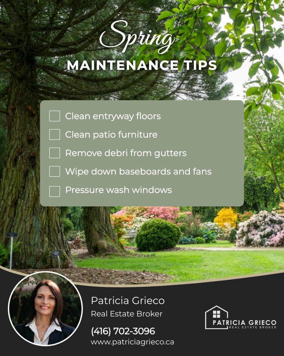 patriciagrieco's tweet image. Spring is in full bloom 🌸—the perfect time to give your home some TLC!

A little seasonal maintenance = a fresher, cleaner, happier space 🌿✨

Are you an early bird or last-minute spring cleaner? 🧼

#springcleaning #springchecklist #Patriciagrieco #luxyrylifestyle