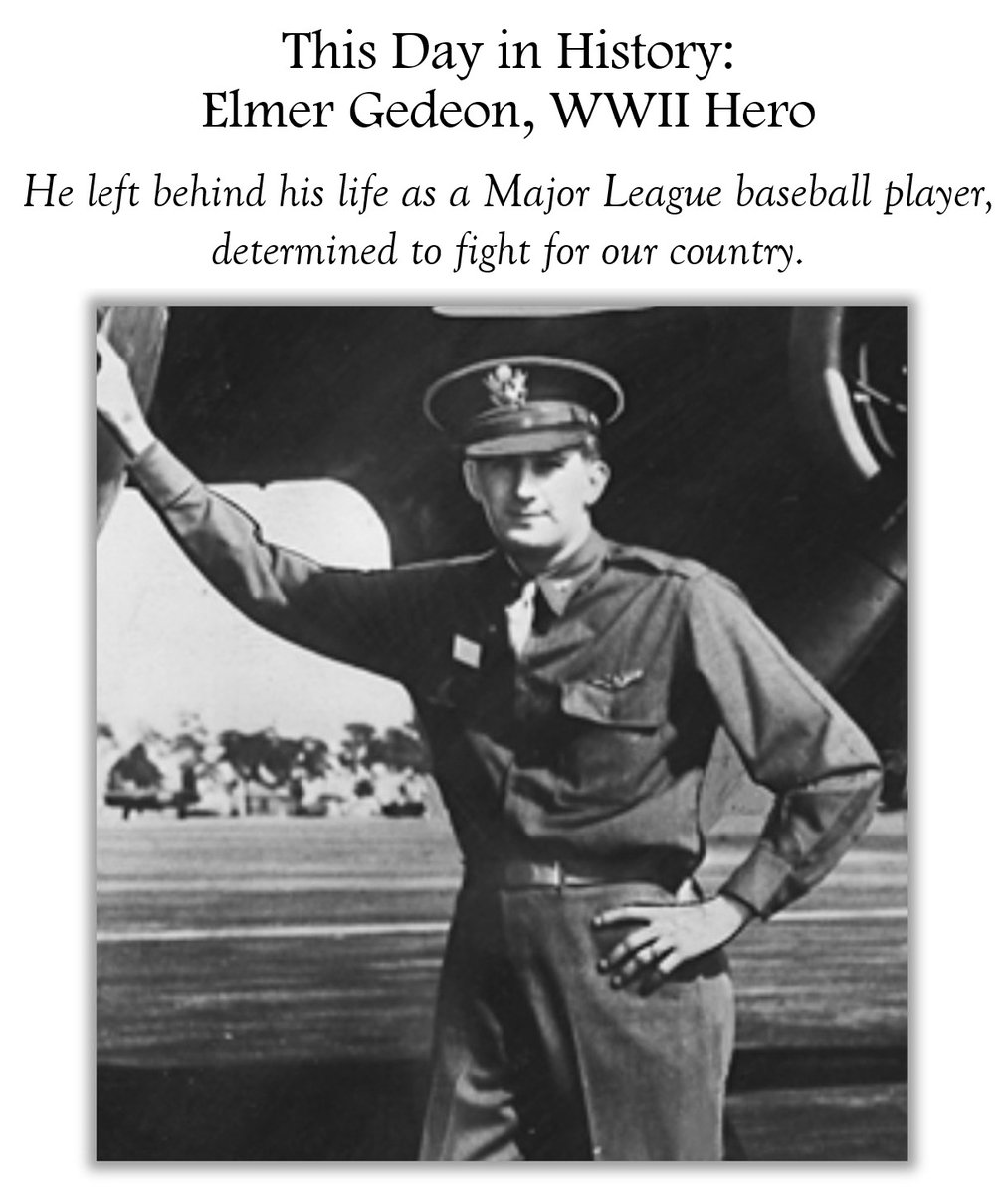 TaraRoss's tweet image. At about this time in 1944, a United States Army Air Forces pilot participates in a mission over the skies of France—but Elmer Gedeon wasn’t just any pilot. He was also a professional baseball player who’d left his career behind to fight for his country.

/1 of X #storytime 🧵👇