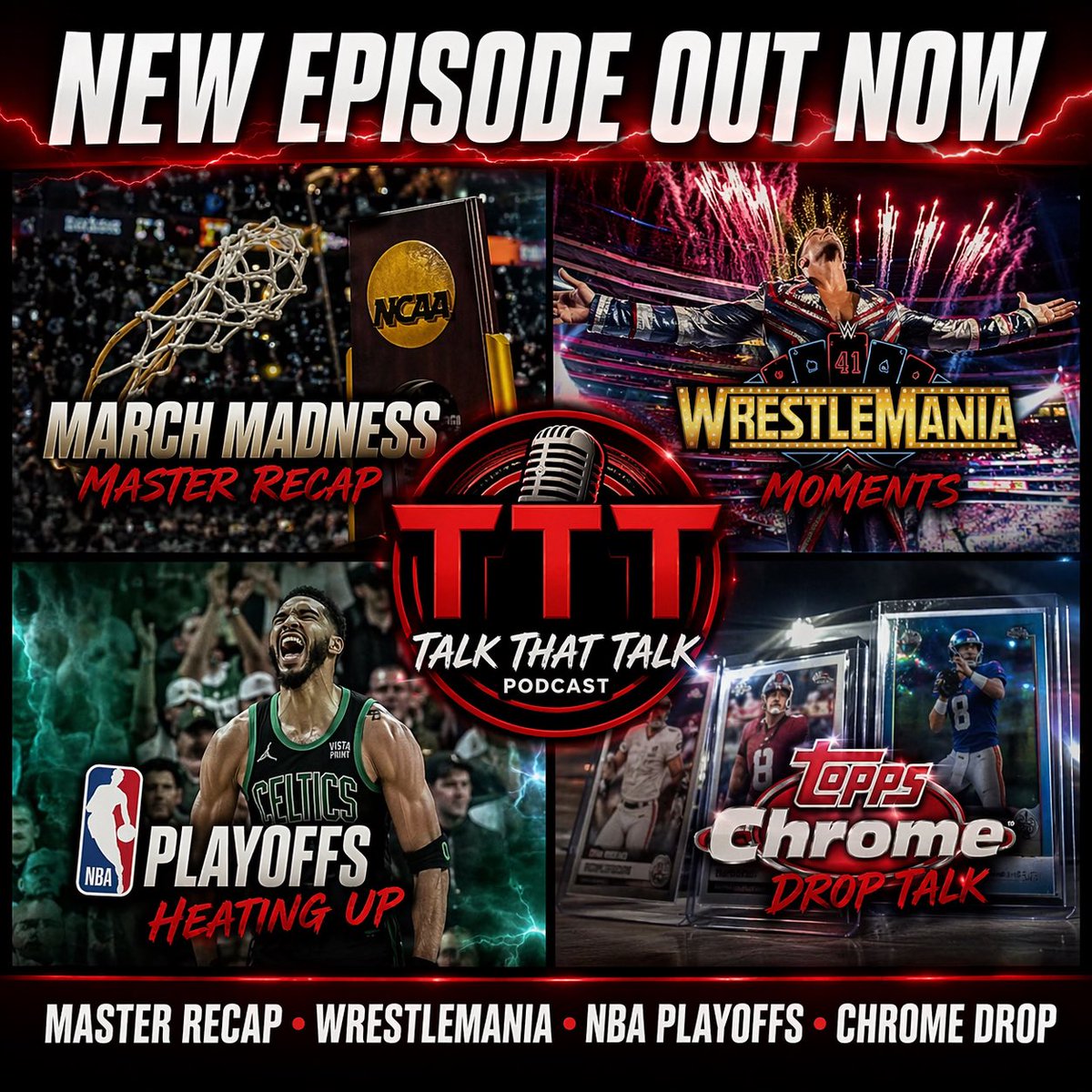 TalkThatTalkPC's tweet image. 🎙️ NEW EPISODE OUT NOW

This week we tapping into:
🏀 March Madness Master Recap
🤼 WrestleMania Moments
🏀 NBA Playoffs Heating Up
🃏 Chrome Drop Talk

rss.com/podcasts/1301e…

podcasts.apple.com/us/podcast/epi…

#TalkThatTalk #TTT #MarchMadness #WrestleMania #NBAPlayoffs #ToppsChrome