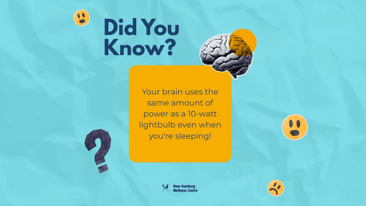 nh_wellness's tweet image. Friday Fun Fact 😁

DYK - your brain uses the same amount of power as a 10-watt lightbulb even when you're sleeping⁉️

#funfact #brain #lightbulb #sleeping #fridayfun
