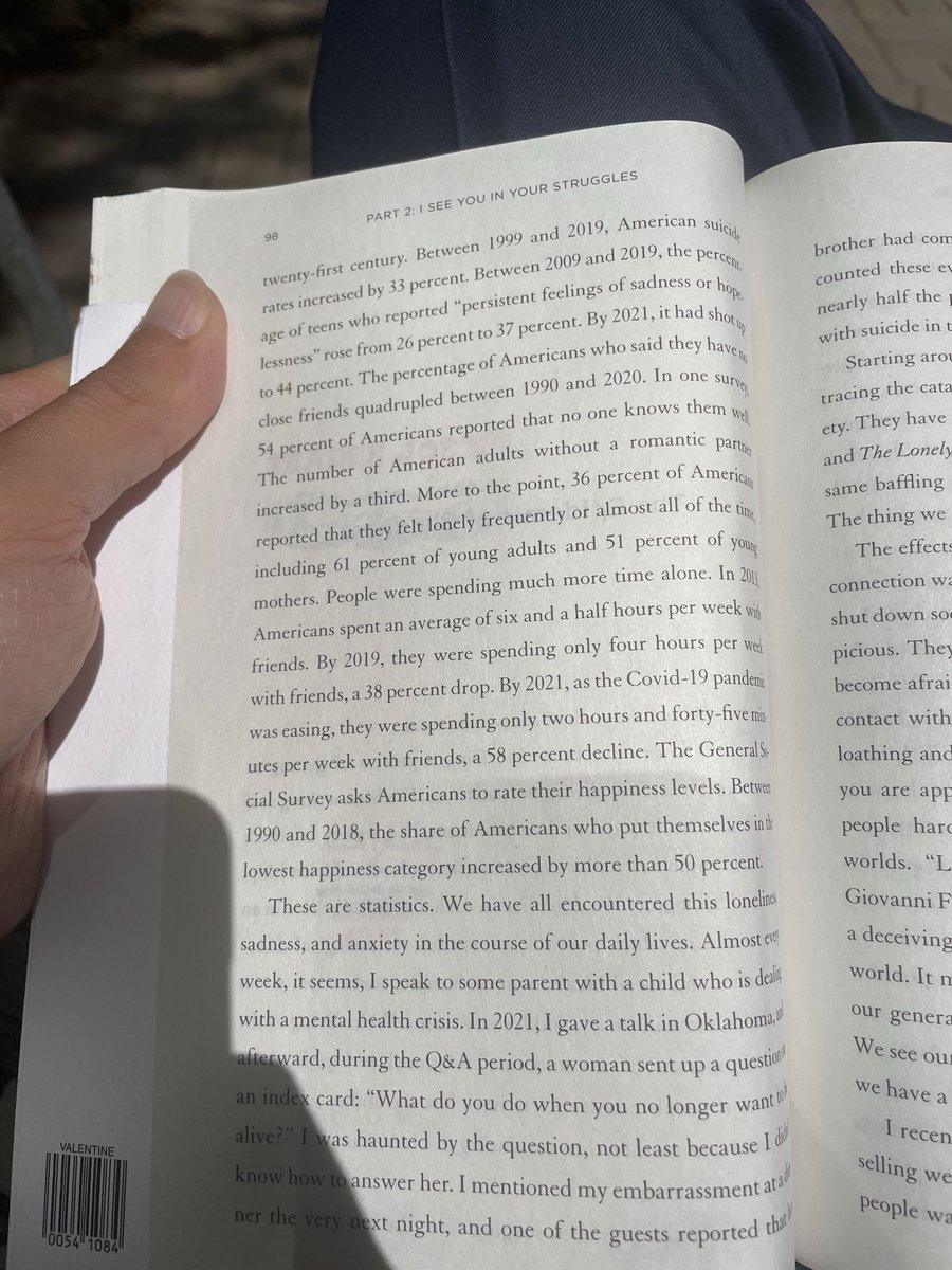 BrockCline's tweet photo. @shaneparrish i’m working my way backwards through the episode catalog and just finished the one on loneliness. Currently reading a book that has a section about the same topic. Pretty astounding. https://t.co/k1f6xEX2DG
