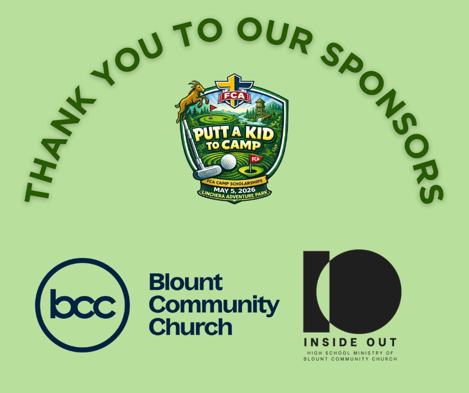 SmokyMtnFCA's tweet image. Blount Community Church &amp;amp; BCC Student Ministries are sponsoring our Putt a Kid to Camp Event!! We are thankful for you BCC!! 
#FCAPROVEN #smokymountainfca #puttakidtocamp2026 #FCA