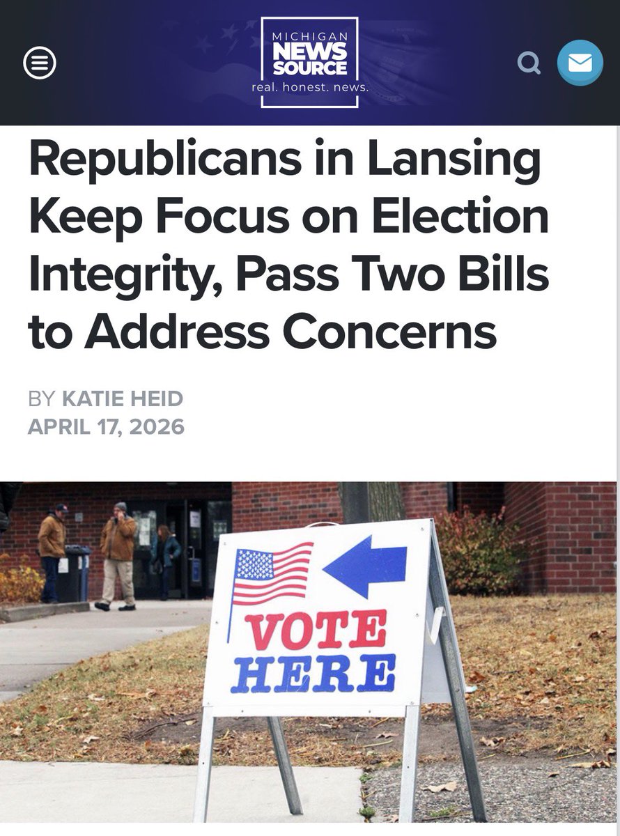 Election Integrity: Michigan Republicans in Lansing are keeping their focus where it belongs by passing two critical bills to strengthen our elections and address legitimate concerns about foreign interference and ineligible voting.

House Bill 4720 ensures new voting systems