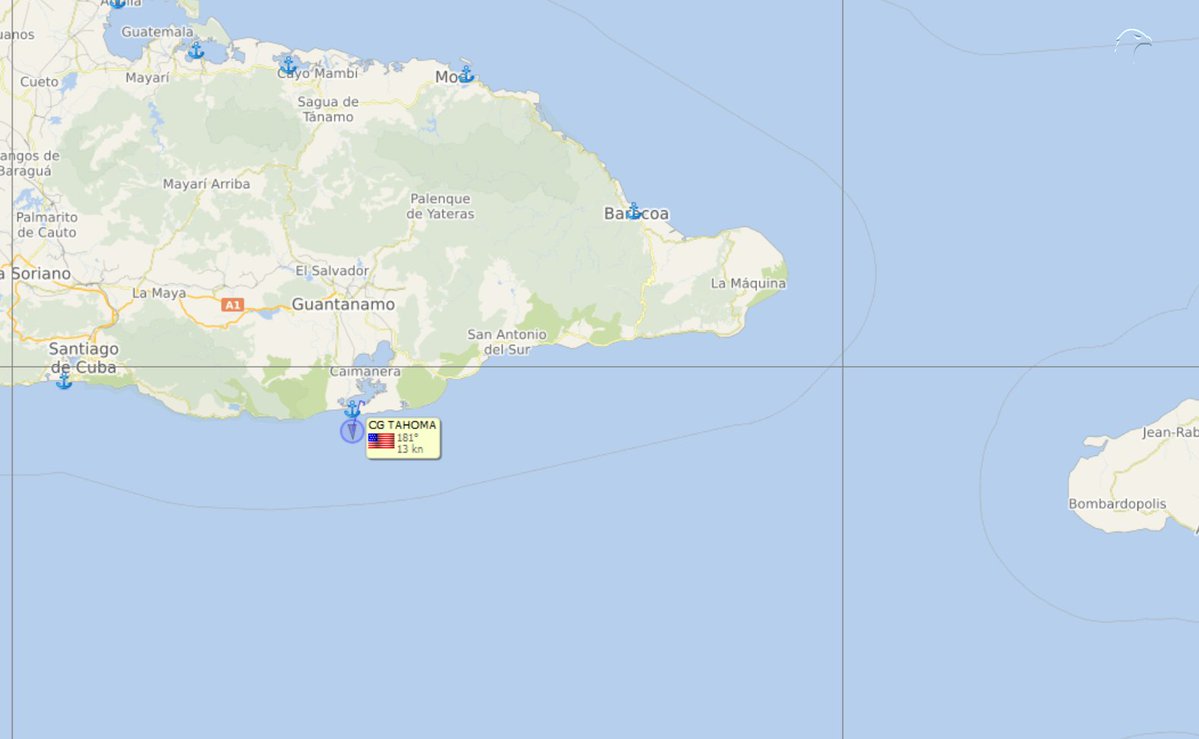 FlconEYES's tweet image. CG TAHOMA 367288000

Cutter del servicio de guardacostas de los Estados Unidos, zarpando desde Base Militar de Guantánamo. 

#VesselAlert #AIS #Maritime #OSINT #17Abr